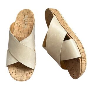 Korks by Kork Ease Joly Sandals Cross Strap Slip On Beige Bone Size 6